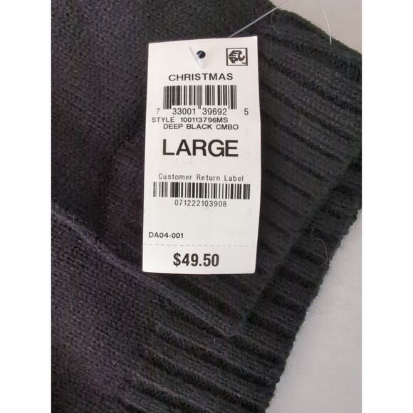 KAREN SCOTT Black Red White Gold Embroidered Reindeer Christmas Sweater Size L - Picture 4 of 7